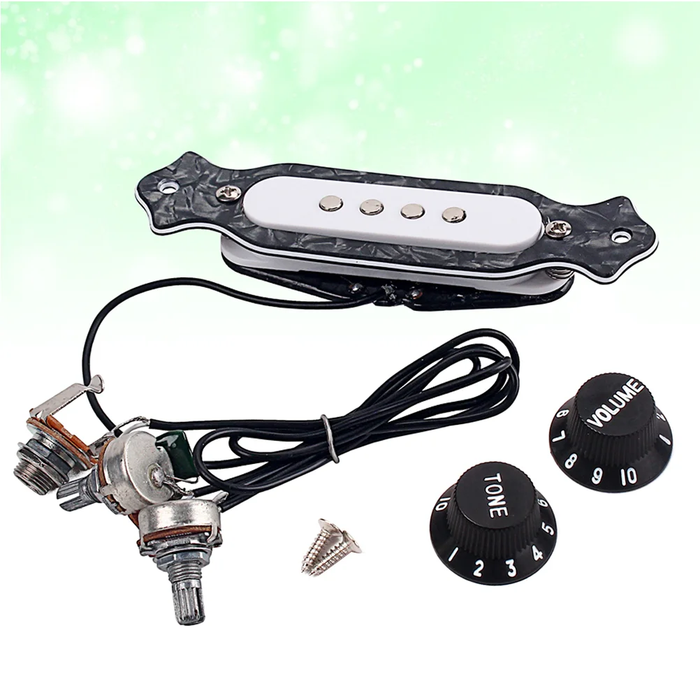 Pre-wired 4 String Electric Box Guitar Magnetic Soundhole Pickup with Volume Tone Control Knob GMB333 Black
Pre-wired 4 String Electric Box Guitar Magnetic Soundhole Pickup with Volume Tone Control Knob GMB333 Black