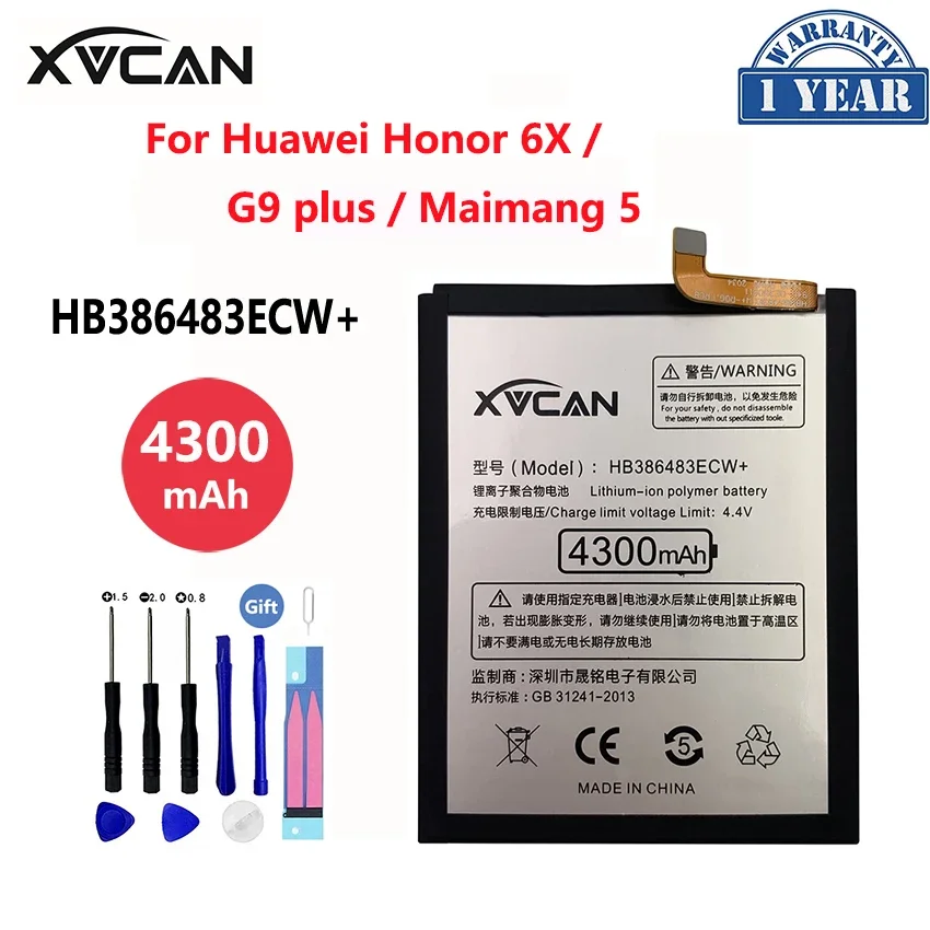 Original XVCAN Phone Battery HB386483ECW+ For Huawei G9 Plus Honor 6X Maimang 5 GR5 2017 4300mAh Replacement Batteries
Original XVCAN Phone Battery HB386483ECW+ For Huawei G9 Plus Honor 6X Maimang 5 GR5 2017 4300mAh Replacement Batteries