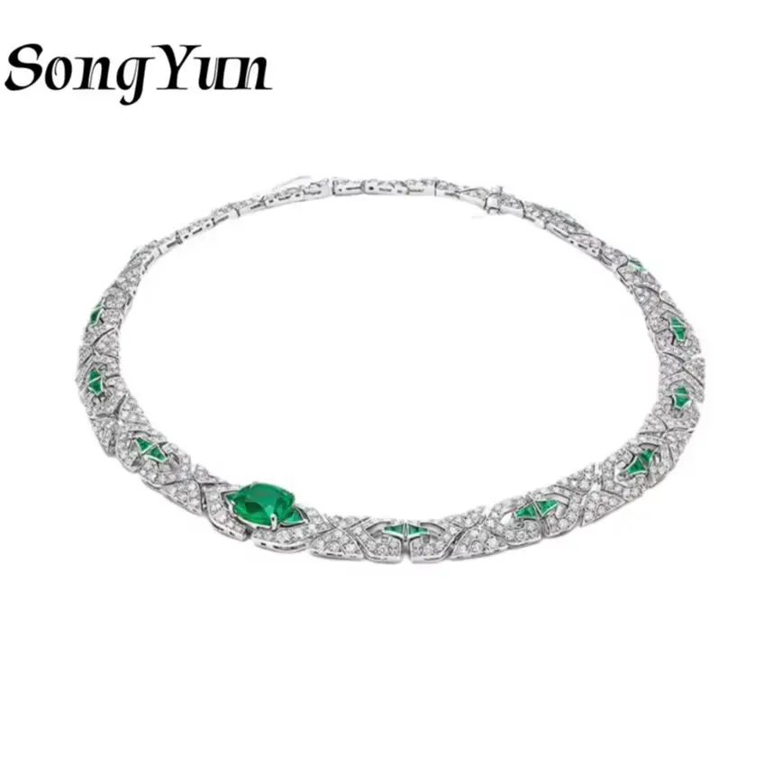 SongYun Jewelry 925 Sterling Silver Choker Necklace High Carbon Emerald Gemstones s925 Pure Silver Pendant Necklaces Accessories
SongYun Jewelry 925 Sterling Silver Choker Necklace High Carbon Emerald Gemstones s925 Pure Silver Pendant Necklaces Accessories