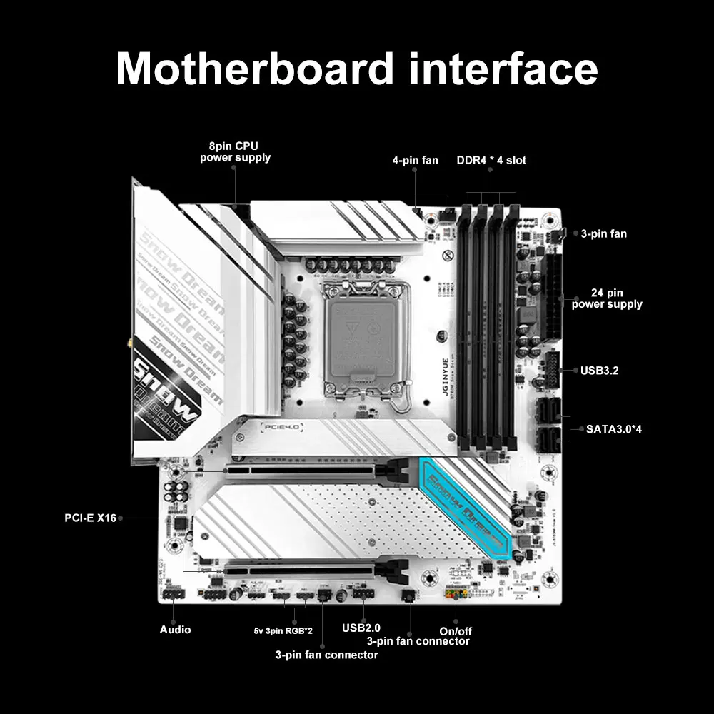 Jginyue B760m Motherboard Lga 1700 Support Core I3/i5/i7/i9 12th 13th Processor Dual Channel Ddr4 B760m-snow Dream Wifi/w
Jginyue B760m Motherboard Lga 1700 Support Core I3/i5/i7/i9 12th 13th Processor Dual Channel Ddr4 B760m-snow Dream Wifi/w