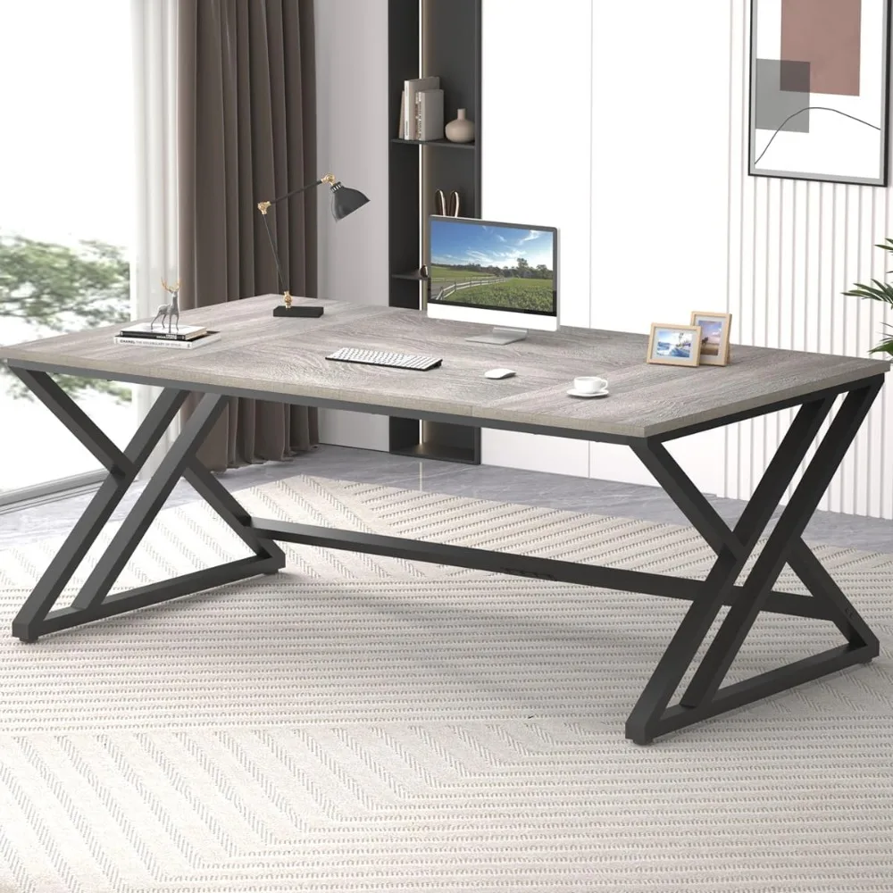 70.8" Long Office Desk, Modern Large Wood Metal Computer Desk, Industrial Double Workstation Desks for Two People, Rustic PC Ex
70.8" Long Office Desk, Modern Large Wood Metal Computer Desk, Industrial Double Workstation Desks for Two People, Rustic PC Ex