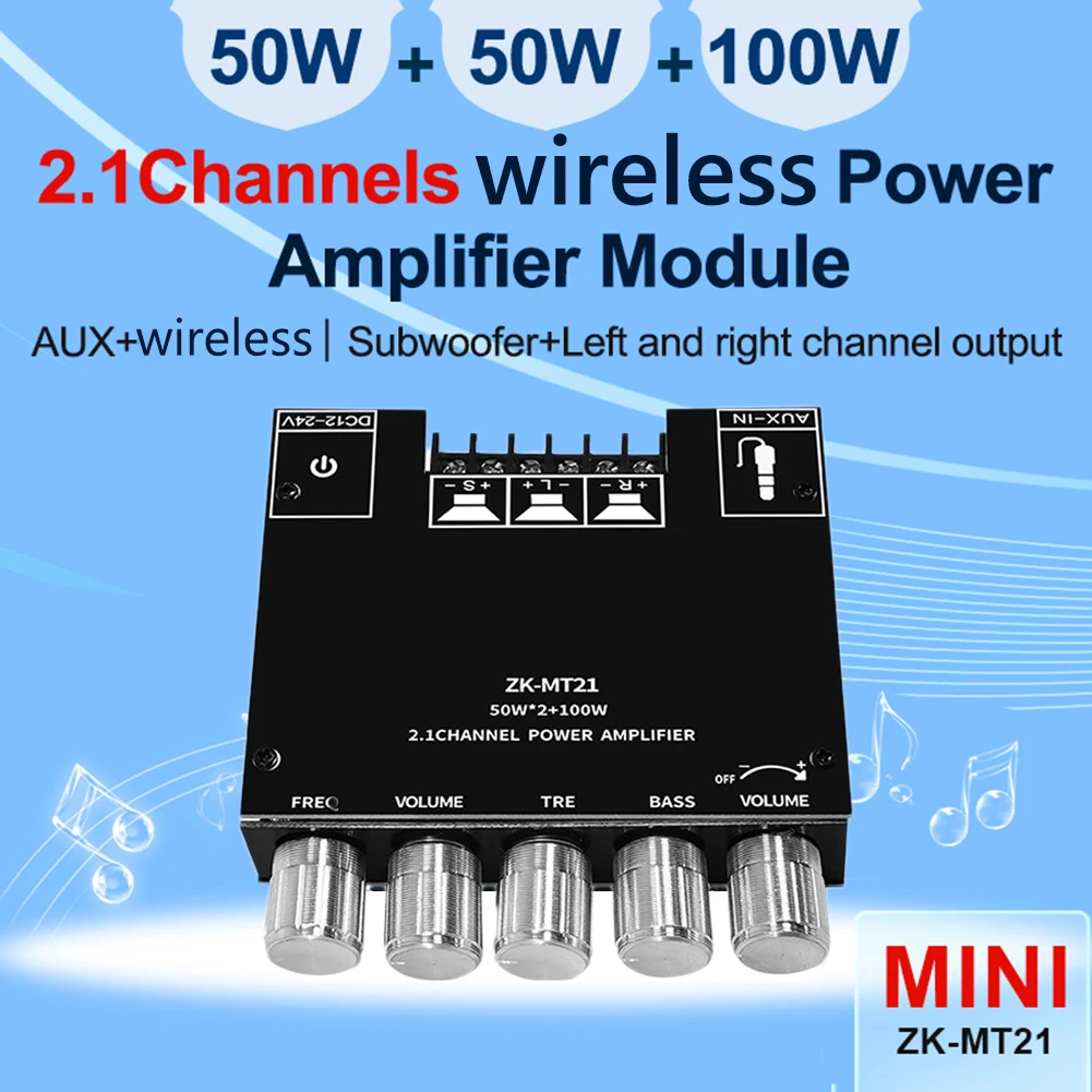 ZK-MT21 2,1 канальная Плата усилителя Bluetooth 50 Вт x2 + 100 Вт HiFi сабвуфер, плата стереоусилителя MT21 BT, модуль платы усилителя, вход AUX
ZK-MT21 2,1 канальная Плата усилителя Bluetooth 50 Вт x2 + 100 Вт HiFi сабвуфер, плата стереоусилителя MT21 BT, модуль платы усилителя, вход AUX