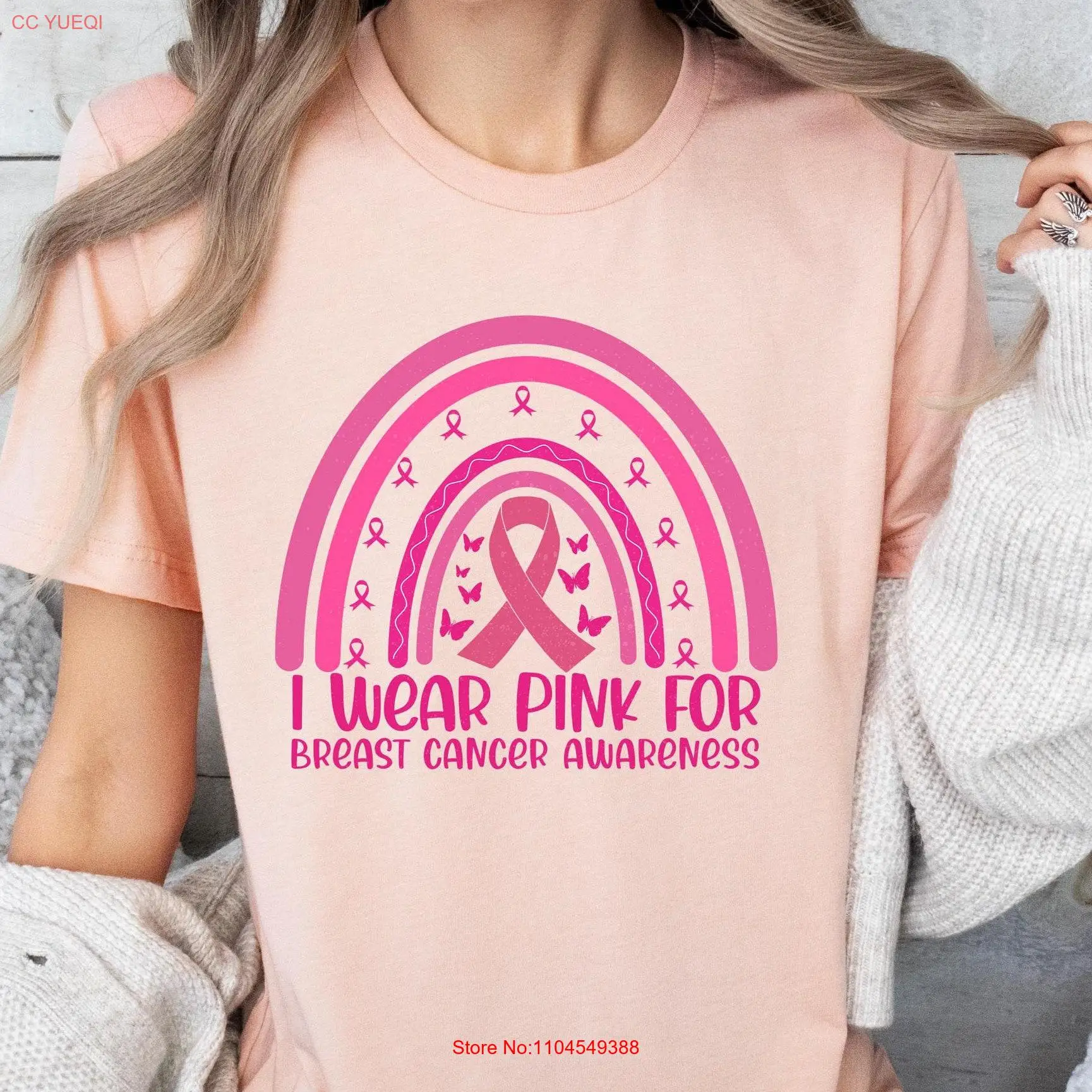 In October We Wear Pink T Shirt Breast Cancer Awareness Rainbow Support long or short sleeves
In October We Wear Pink T Shirt Breast Cancer Awareness Rainbow Support long or short sleeves