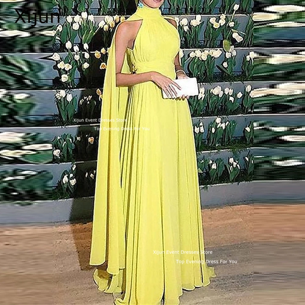 Xijun Dubai Formal Evening Dresses Elegant Chiffon Ruched High Neck Cape Yellow Prom Dresses 2023 Prom Gowns For Women Vestidos
Xijun Dubai Formal Evening Dresses Elegant Chiffon Ruched High Neck Cape Yellow Prom Dresses 2023 Prom Gowns For Women Vestidos