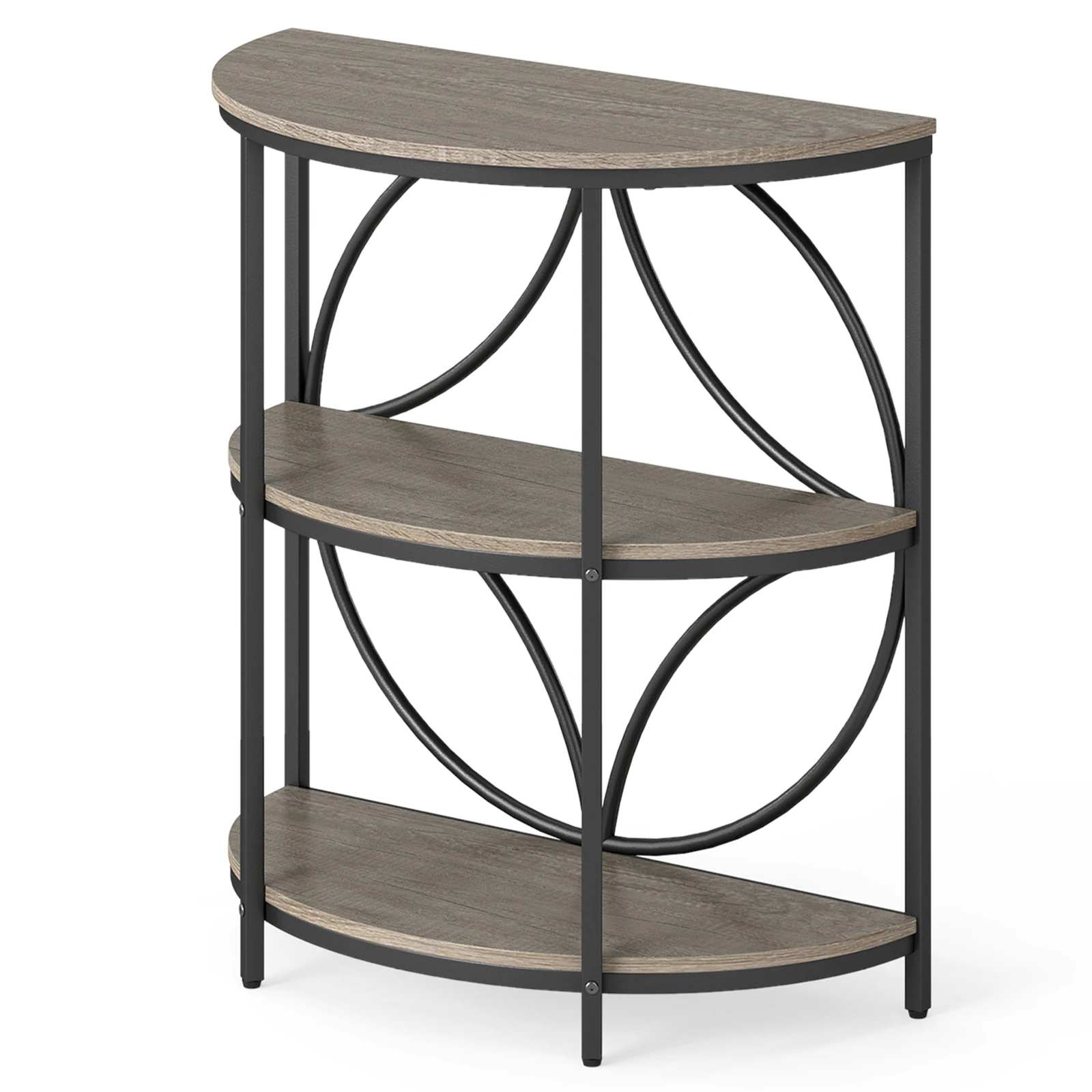 3-Tier Half Round End Table w/ Study Metal Frame, Storage Shelves for Living Room
3-Tier Half Round End Table w/ Study Metal Frame, Storage Shelves for Living Room