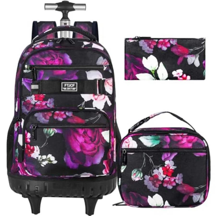 3Pcs Rolling Backpack for Girls Women, Travel Roller Backpacks with Wheels for Adults, Teens College Wheeled Bookbag with Lunch
3Pcs Rolling Backpack for Girls Women, Travel Roller Backpacks with Wheels for Adults, Teens College Wheeled Bookbag with Lunch