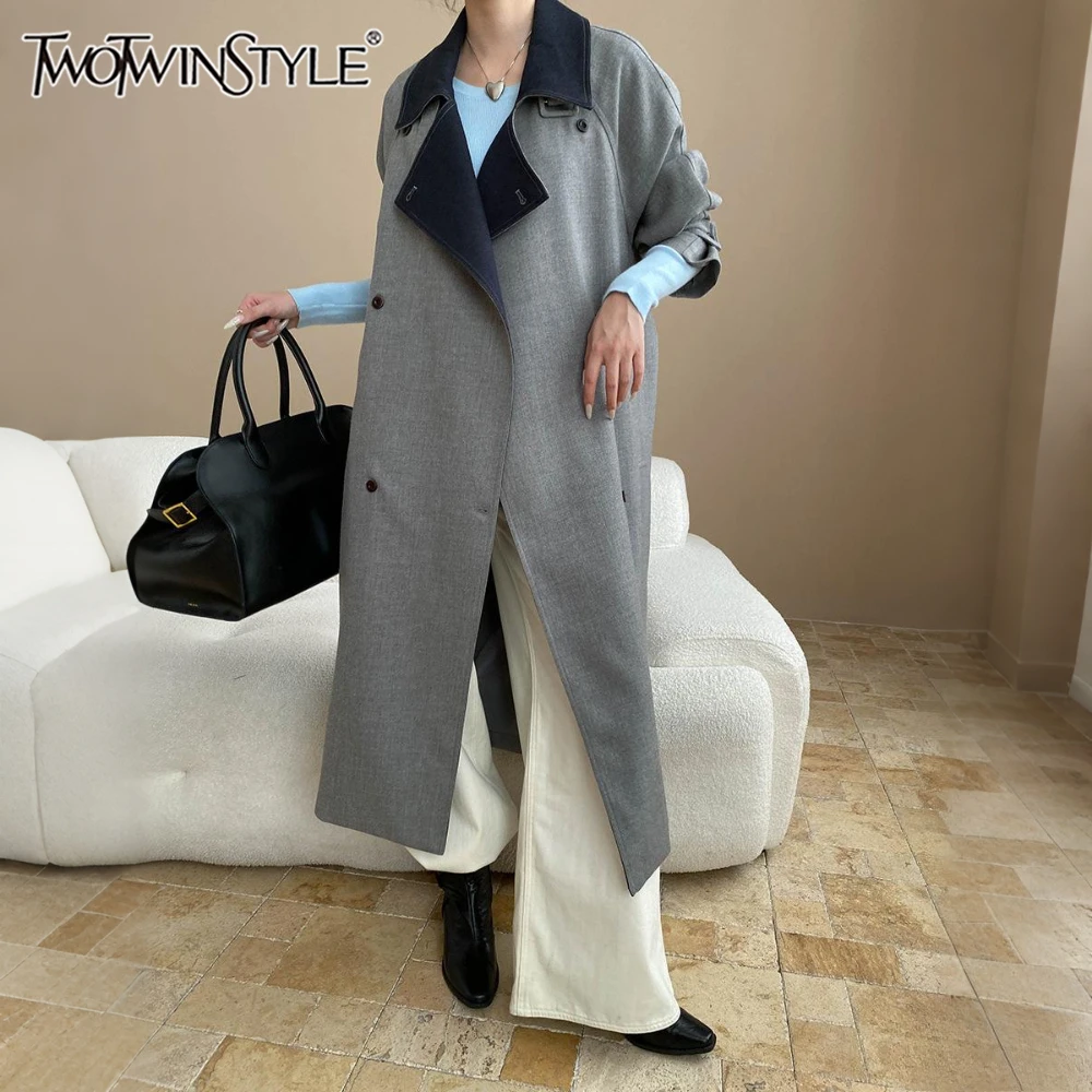 TWOTWINSTYLE Colorblock Spliced Lace Up Jacket Female Lapel Long Sleeve Loose French Streetwear Women's Jackets Autumn Fashion
TWOTWINSTYLE Colorblock Spliced Lace Up Jacket Female Lapel Long Sleeve Loose French Streetwear Women's Jackets Autumn Fashion