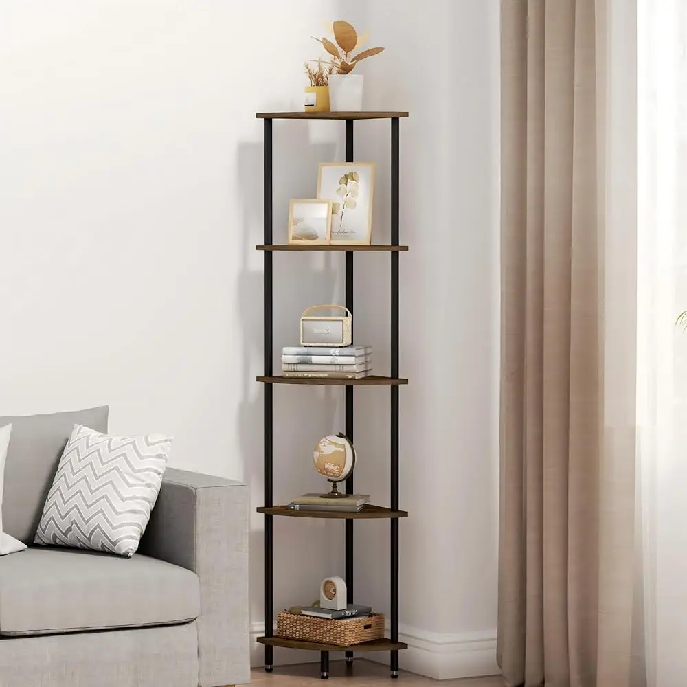 5 Tier Corner Shelf, Bookcase For Small Spaces, Corner Display Shelf, Plant Stand, Rustic Brown And Black,Suitable For
5 Tier Corner Shelf, Bookcase For Small Spaces, Corner Display Shelf, Plant Stand, Rustic Brown And Black,Suitable For