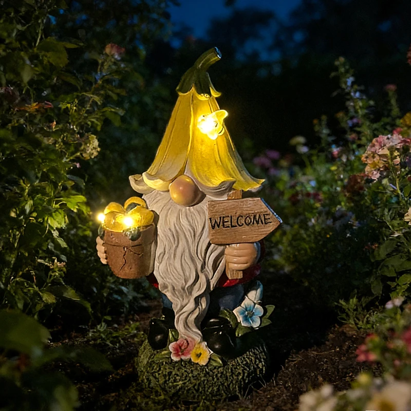 Solar Dwarf Garden Statue with Welcome Sign Whimsical Statue Featuring Sunflowers A Gift for Mom's Garden, Courtyard, or Lawn
Solar Dwarf Garden Statue with Welcome Sign Whimsical Statue Featuring Sunflowers A Gift for Mom's Garden, Courtyard, or Lawn