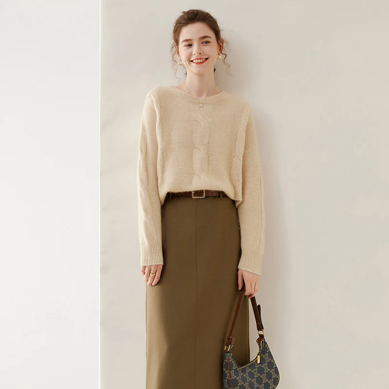 High end Vintage Twisted Flower Loose 100 Pure Cashmere Sweater Women's Round Neck Short Thickened Pullover Soft Sweate
High end Vintage Twisted Flower Loose 100 Pure Cashmere Sweater Women's Round Neck Short Thickened Pullover Soft Sweate