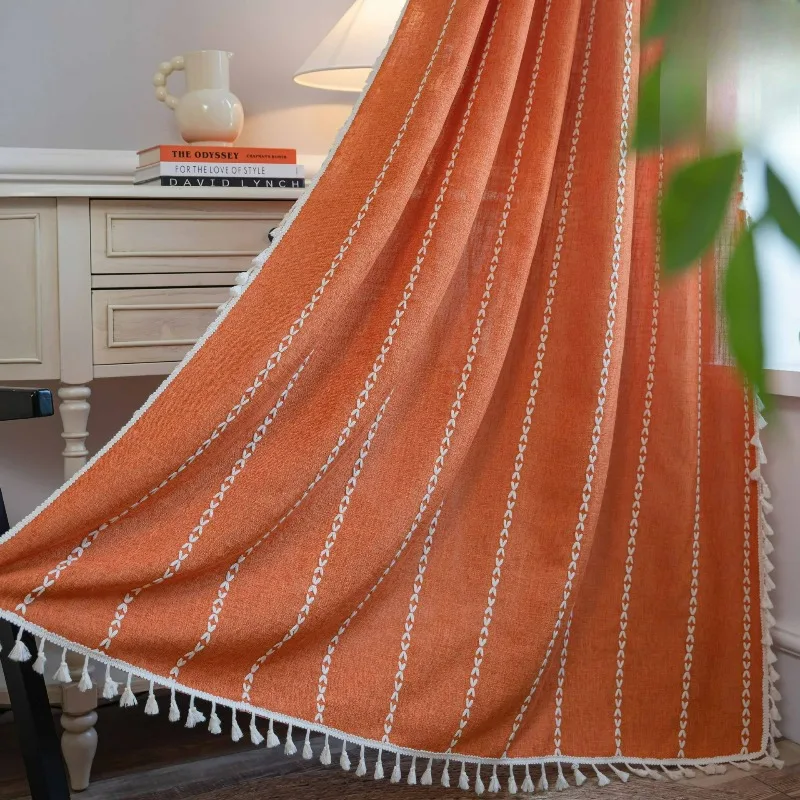 Stripe Embroidery Solid Color Kitchen Curtains for Living Room Short Vintage Home Decoration Tassel Drapes Kitchen Valance
Stripe Embroidery Solid Color Kitchen Curtains for Living Room Short Vintage Home Decoration Tassel Drapes Kitchen Valance