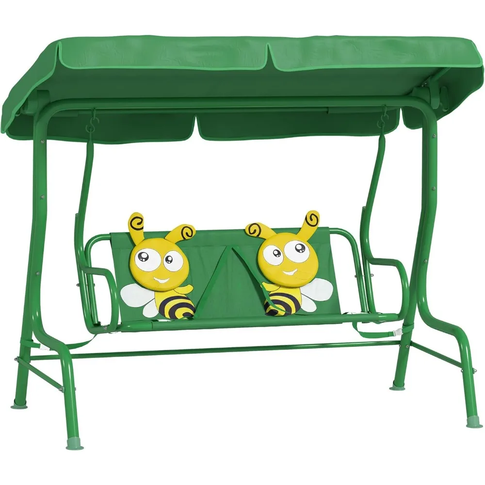 Kids Patio Swing, 2-Seater Outdoor Porch Swing Chair with Adjustable Canopy, Safety Belt, Bee Pattern Hanging Swing Bench
Kids Patio Swing, 2-Seater Outdoor Porch Swing Chair with Adjustable Canopy, Safety Belt, Bee Pattern Hanging Swing Bench