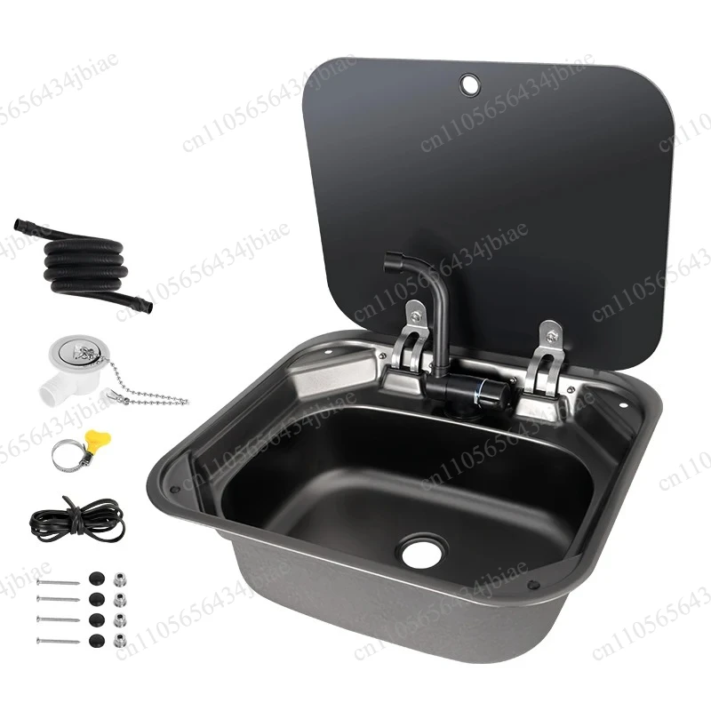 304 Steel & Tempered Glass Cover | Wholesale Stainless Steel RV Kitchen Sink with Foldable Faucet
304 Steel & Tempered Glass Cover | Wholesale Stainless Steel RV Kitchen Sink with Foldable Faucet