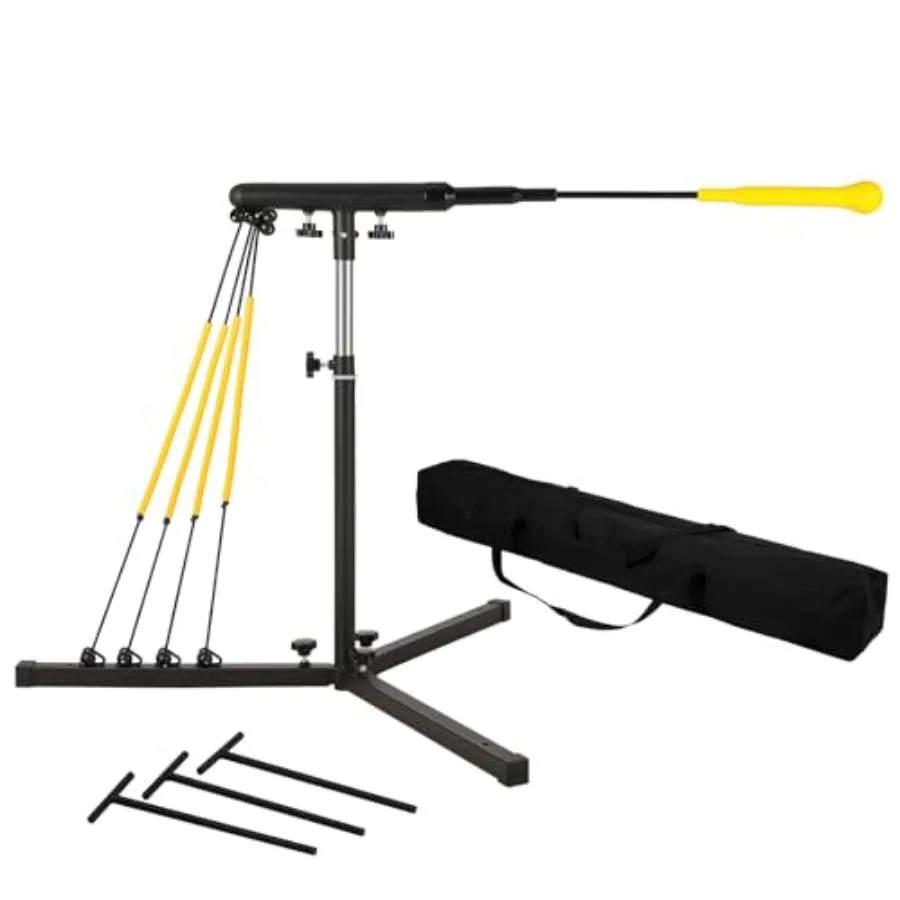 Baseball Softball Swing Trainer with 4 Power Bands 31-43 In Adjustable Hitting Trainer in Black with 3 Ground Nails and Carry B
Baseball Softball Swing Trainer with 4 Power Bands 31-43 In Adjustable Hitting Trainer in Black with 3 Ground Nails and Carry B