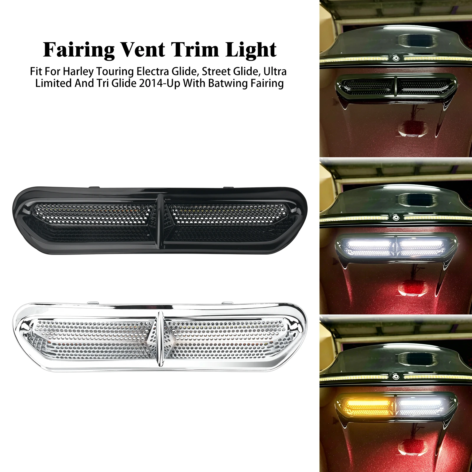 Motorcycle Fairing LED Light Vent Trim Turn Signal Running Lamp For Harley Touring Electra Street Tri Glide Ultra Limited 14-Up
Motorcycle Fairing LED Light Vent Trim Turn Signal Running Lamp For Harley Touring Electra Street Tri Glide Ultra Limited 14-Up