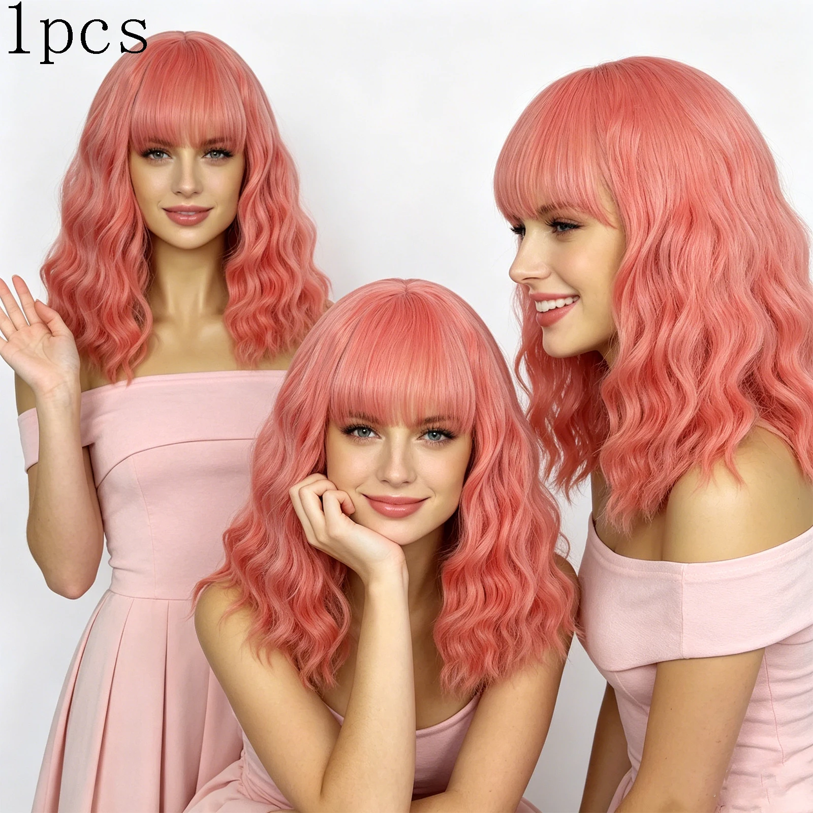 1pcs Women Short Pink Water Wave Synthetic Wig With Full Fringe Bangs Heat Resistant Hair For Daily Party Cosplay Halloween
1pcs Women Short Pink Water Wave Synthetic Wig With Full Fringe Bangs Heat Resistant Hair For Daily Party Cosplay Halloween