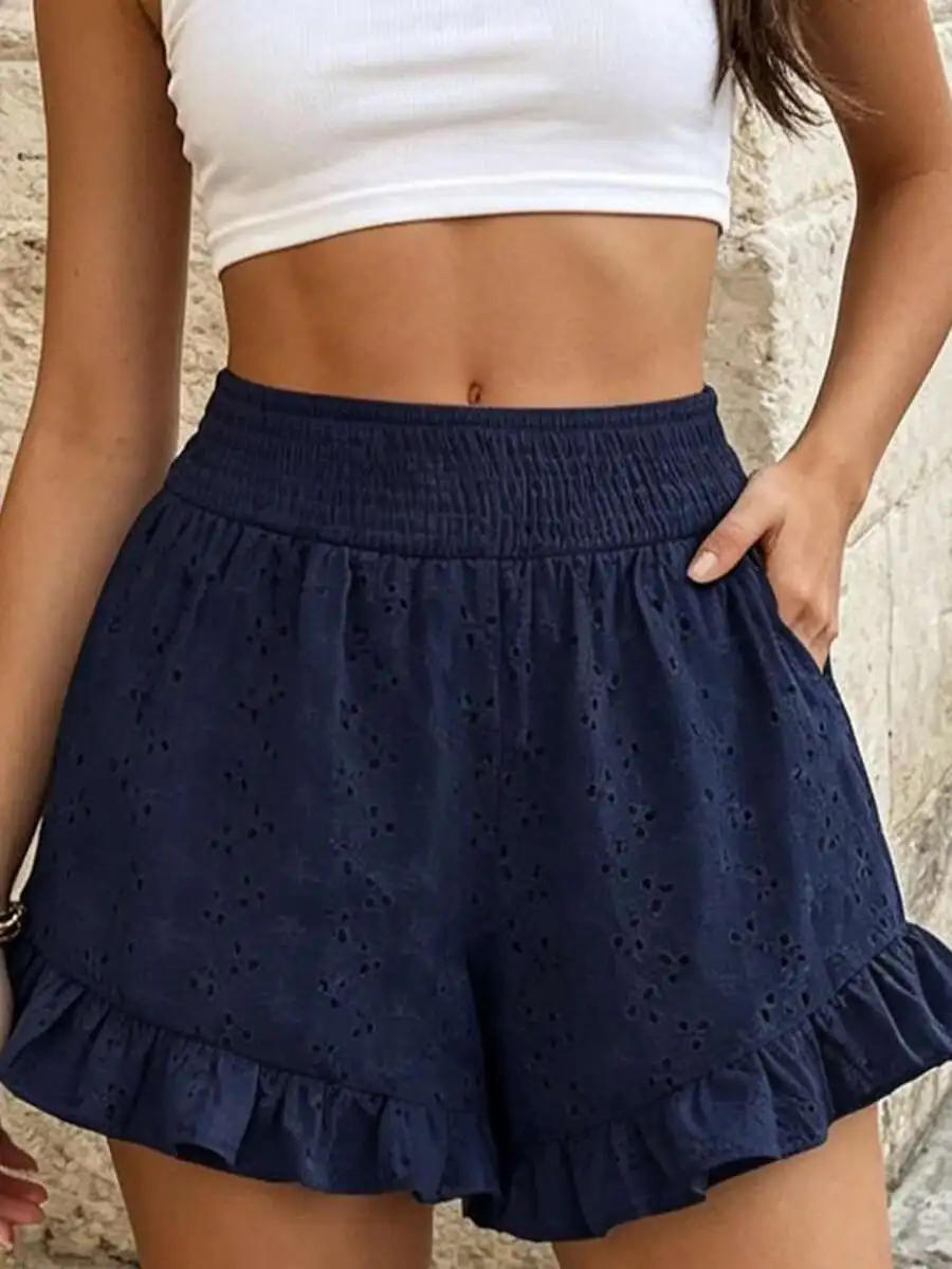Womens Ruffled Loose Casual Hollow Out Elastic Waist Summer Shorts
Womens Ruffled Loose Casual Hollow Out Elastic Waist Summer Shorts