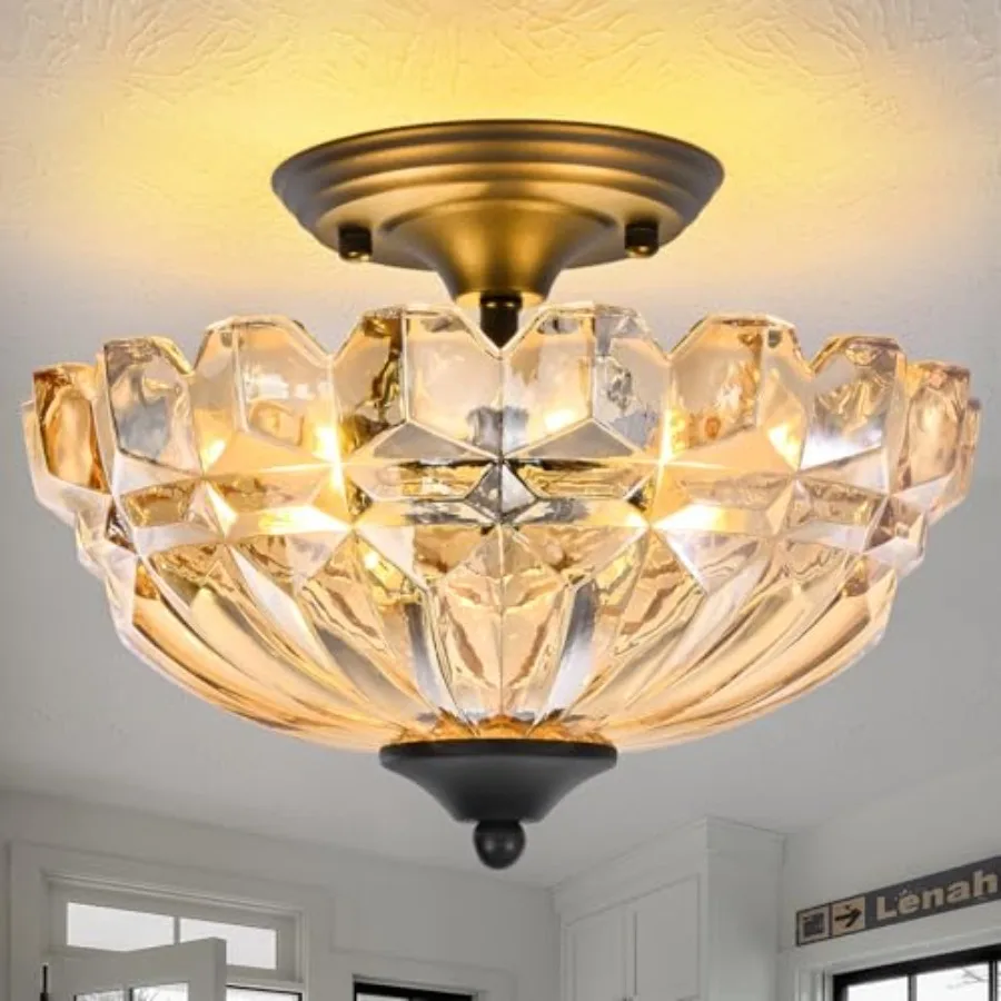 Semi Flush Mount Ceiling Light 3-Light Kitchen Ceiling Lighting Fixtures with Glass Lampshade Gold Modern Chandelier for Living
Semi Flush Mount Ceiling Light 3-Light Kitchen Ceiling Lighting Fixtures with Glass Lampshade Gold Modern Chandelier for Living