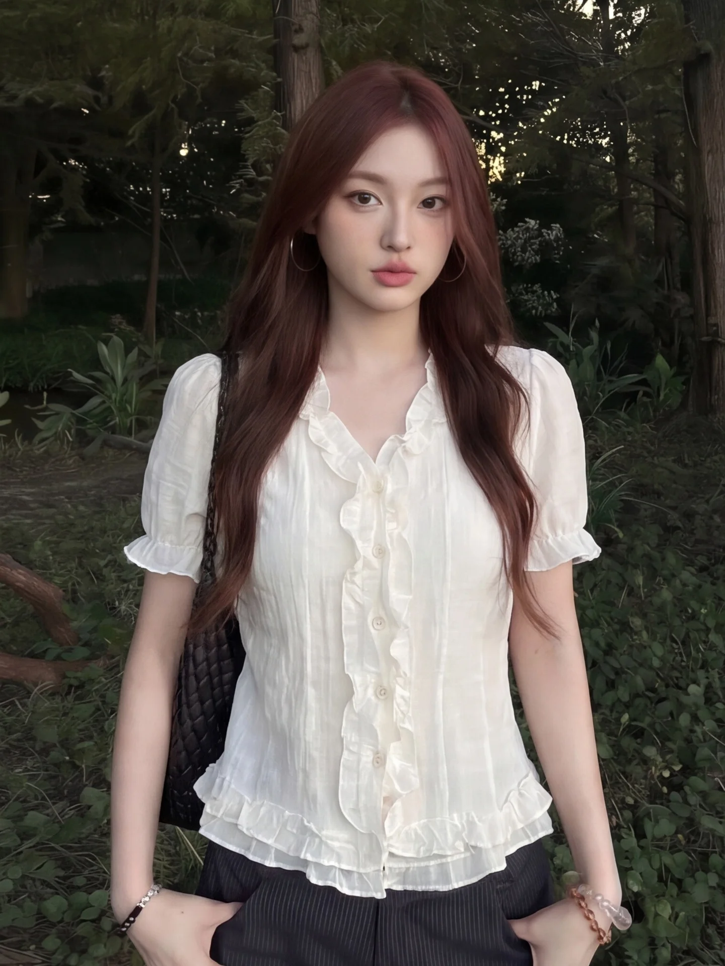 Elegant V-neck Bubble Sleeve Shirt Women's Summer Thin Ultra Popular Anti-aging Open Cardigan Chiffon Top Floral Lace Design
Elegant V-neck Bubble Sleeve Shirt Women's Summer Thin Ultra Popular Anti-aging Open Cardigan Chiffon Top Floral Lace Design