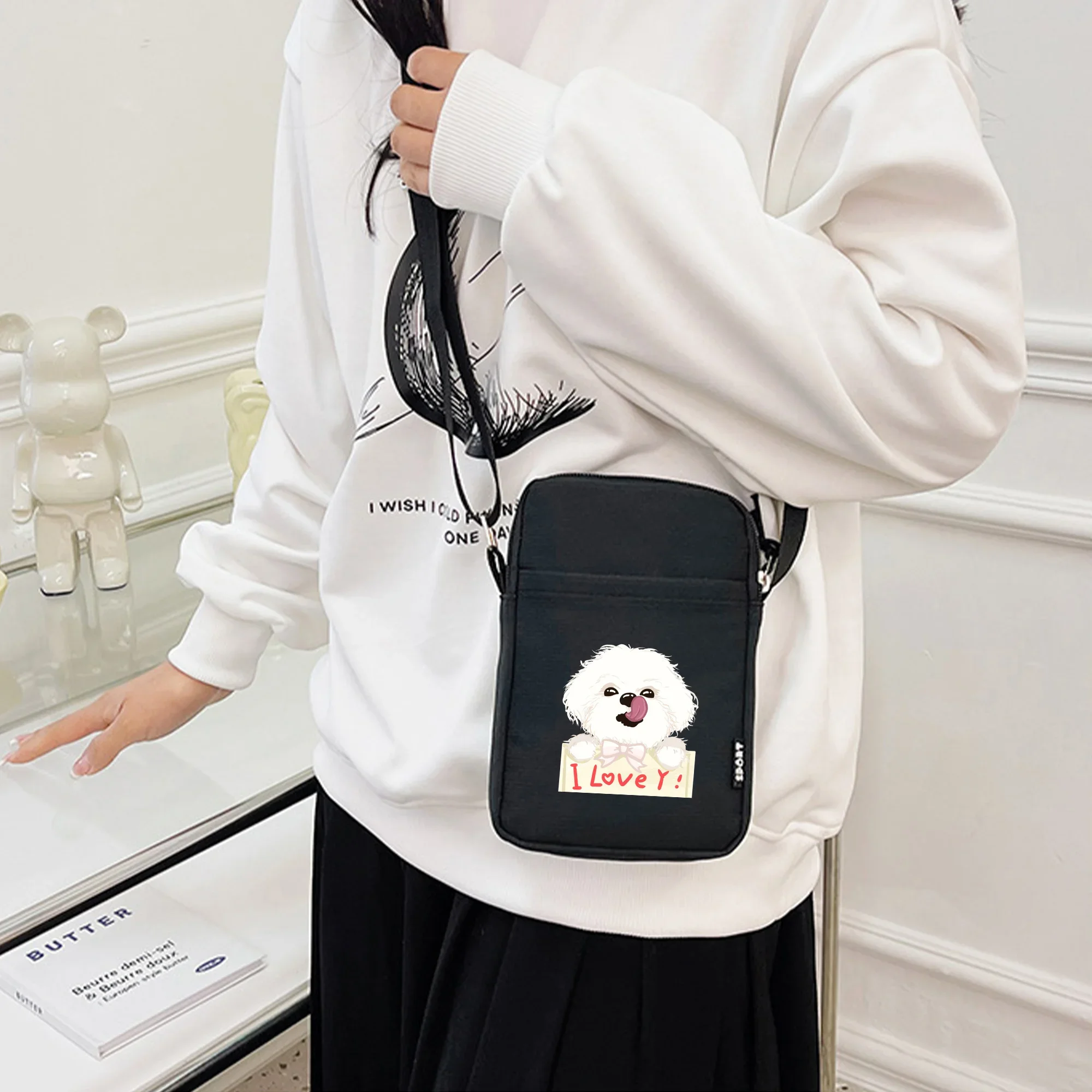 Cute Puppy Pattern Mobile Phone Bag Kawaii Mini Shoulder Bag large capacity bag Essential Halloween Christmas gifts for daily
Cute Puppy Pattern Mobile Phone Bag Kawaii Mini Shoulder Bag large capacity bag Essential Halloween Christmas gifts for daily