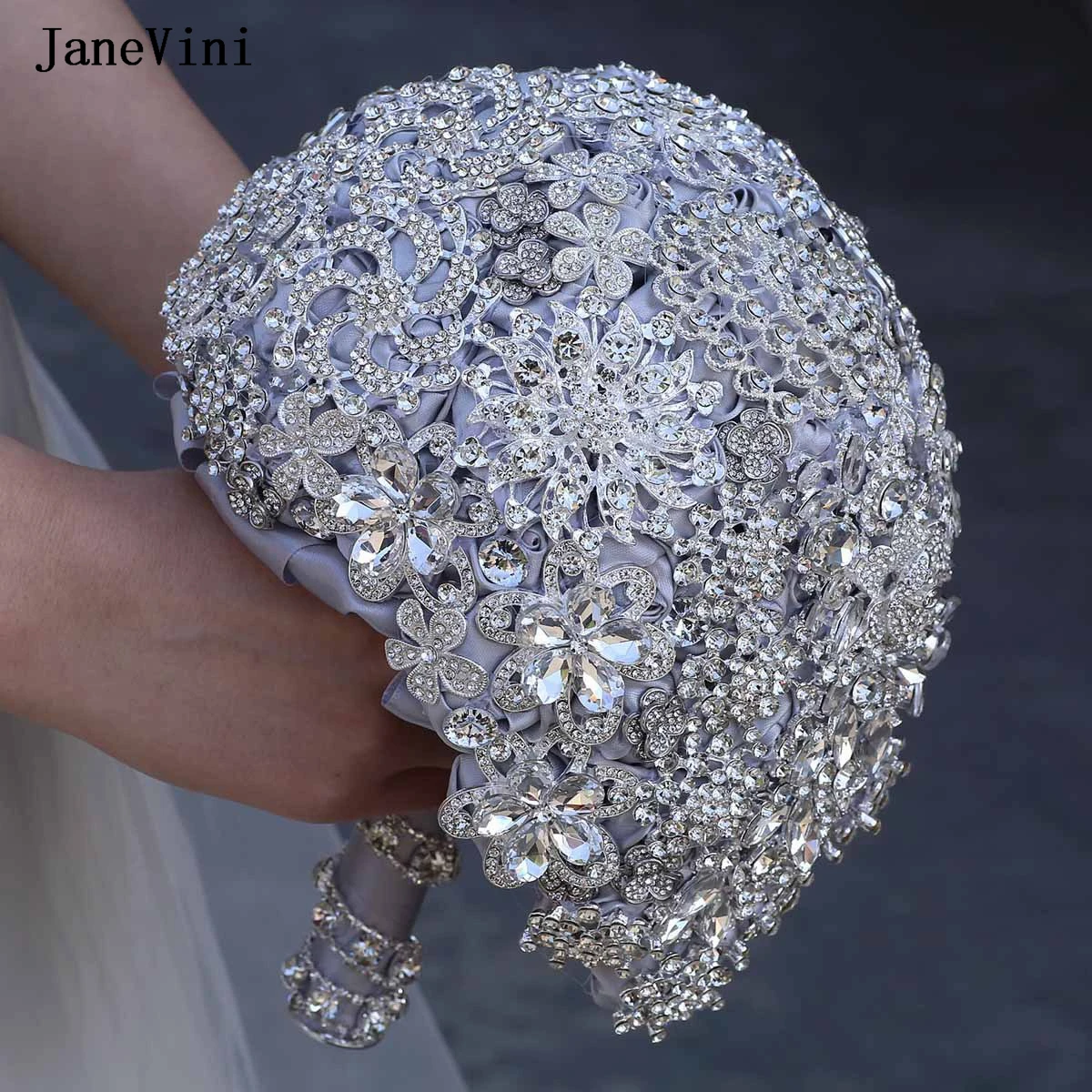 JaneVini New Luxury Silver Diamond Waterfall Bridal Bouquets Artificial Satin Roses Rhinestone Bride Flowers Bouquet for Wedding
JaneVini New Luxury Silver Diamond Waterfall Bridal Bouquets Artificial Satin Roses Rhinestone Bride Flowers Bouquet for Wedding