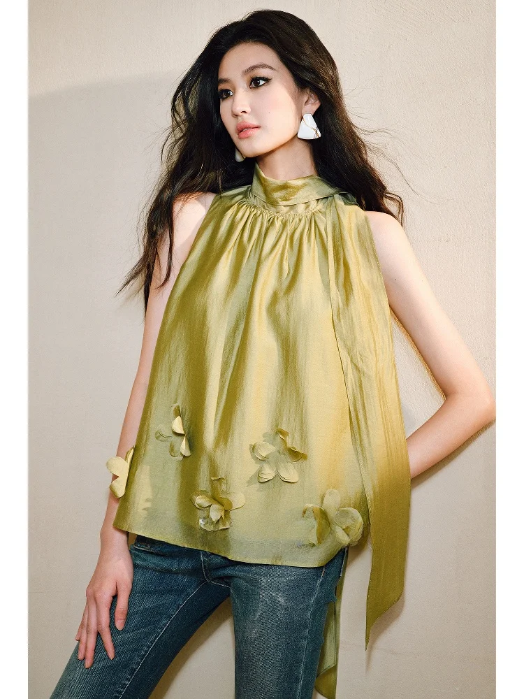 Wangxo Luxury High-end Acetate Handmade Embroidered Wide Sleeveless Top with Sash Summer Commute Style Regular Length
Wangxo Luxury High-end Acetate Handmade Embroidered Wide Sleeveless Top with Sash Summer Commute Style Regular Length