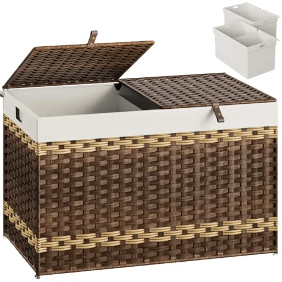HOOBRO Storage Basket with Lid Wicker Baskets with 2 Separate Lid 42.3 Gallon 160L Blanket Storage Bin with Handles 2 Removable
HOOBRO Storage Basket with Lid Wicker Baskets with 2 Separate Lid 42.3 Gallon 160L Blanket Storage Bin with Handles 2 Removable