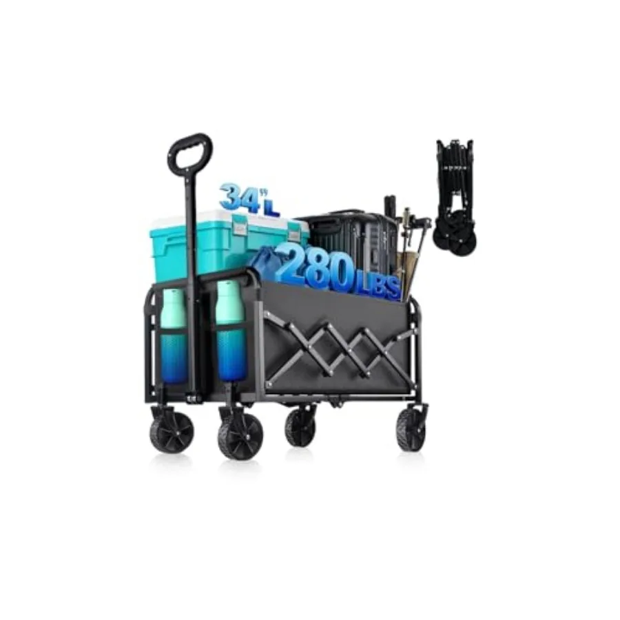 280LBS Collapsible Wagon Cart with Wheels - Heavy Duty Folding Wagon Carts for Grocery, Lightweight Utility Wagon with All-Terr
280LBS Collapsible Wagon Cart with Wheels - Heavy Duty Folding Wagon Carts for Grocery, Lightweight Utility Wagon with All-Terr