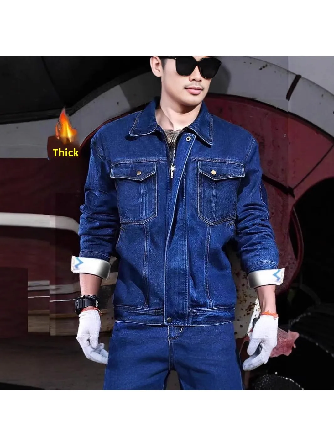 Thickened Denim Workwear Set for Men Autumn Winter Welding Resistant to Dirt And Heat Wearable Labor Protection Suit
Thickened Denim Workwear Set for Men Autumn Winter Welding Resistant to Dirt And Heat Wearable Labor Protection Suit