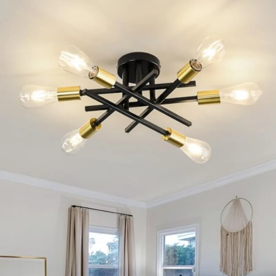 6-Lights Sputnik Semi Flush Mount Ceiling Light Fixture Modern Metal and Chandeliers with E26 Bulb Base Close to Ceiling Light
6-Lights Sputnik Semi Flush Mount Ceiling Light Fixture Modern Metal and Chandeliers with E26 Bulb Base Close to Ceiling Light