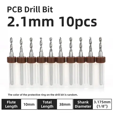 10 pièces 2.1-3.0mm Mini jeu de forets PCB forets en carbure pour outils de forage en métal CNC 3.175mm tige en acier au tungstène Micro forets