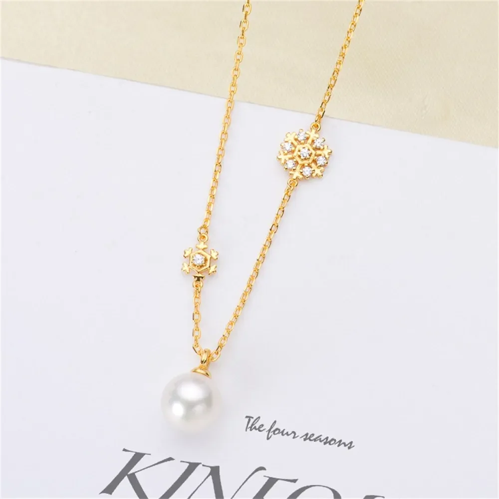 DIY Pearl Accessories S925 Sterling Silver Set Chain Empty Snow Pendant with Silver Chain Female Fit 7-9mm Round Beads L048
DIY Pearl Accessories S925 Sterling Silver Set Chain Empty Snow Pendant with Silver Chain Female Fit 7-9mm Round Beads L048