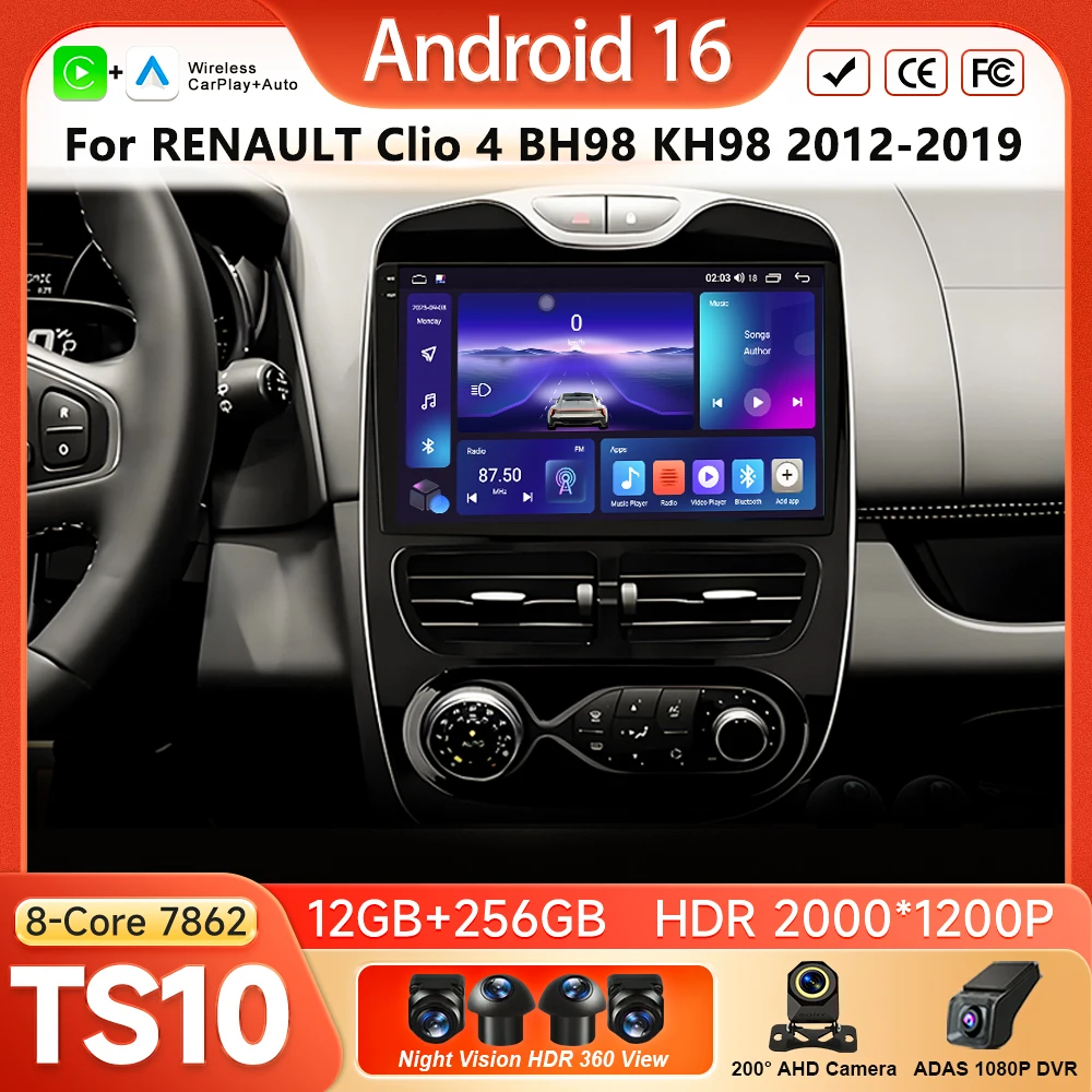 Android 16 Wireless Carplay Radio For RENAULT Clio 4 BH98 KH98 2012 - 2019 GPS Navigation Android Auto Car Play 4G Video Player
Android 16 Wireless Carplay Radio For RENAULT Clio 4 BH98 KH98 2012 - 2019 GPS Navigation Android Auto Car Play 4G Video Player