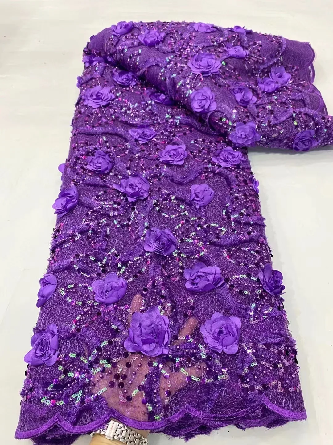 New African Net Lace Fabric 3D Flower Material Embroidery With Beads French Nigerian Sequins Lace Fabric For Wedding 460*130cm
New African Net Lace Fabric 3D Flower Material Embroidery With Beads French Nigerian Sequins Lace Fabric For Wedding 460*130cm