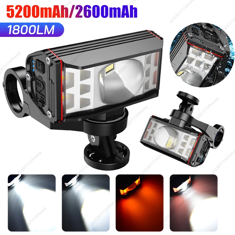 1800Lumen Bicycle Light 2600/5200mAh Bike Headlight Power Bank Flashlight Handlebar USB Charging MTB Road Cycling Highlight
1800Lumen Bicycle Light 2600/5200mAh Bike Headlight Power Bank Flashlight Handlebar USB Charging MTB Road Cycling Highlight