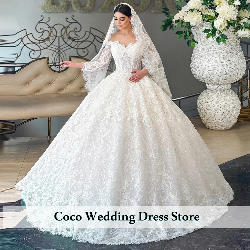 Customized Exquisite Romantic Long Sleeves Lace A-Line Boat-Neck Wedding Dresses Backless Court Train Bride vestidos de novia
Customized Exquisite Romantic Long Sleeves Lace A-Line Boat-Neck Wedding Dresses Backless Court Train Bride vestidos de novia