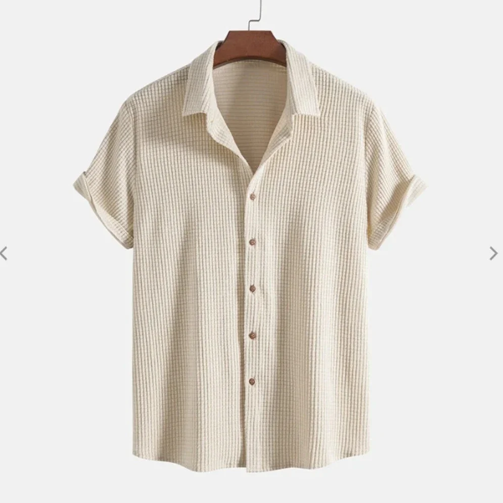 New Men Fashion Hong Kong Style Tops Luxury Corduroy Plaid Short Sleeve Shirts Summer Casual Waffle Solid Color Pocket Blouse
New Men Fashion Hong Kong Style Tops Luxury Corduroy Plaid Short Sleeve Shirts Summer Casual Waffle Solid Color Pocket Blouse