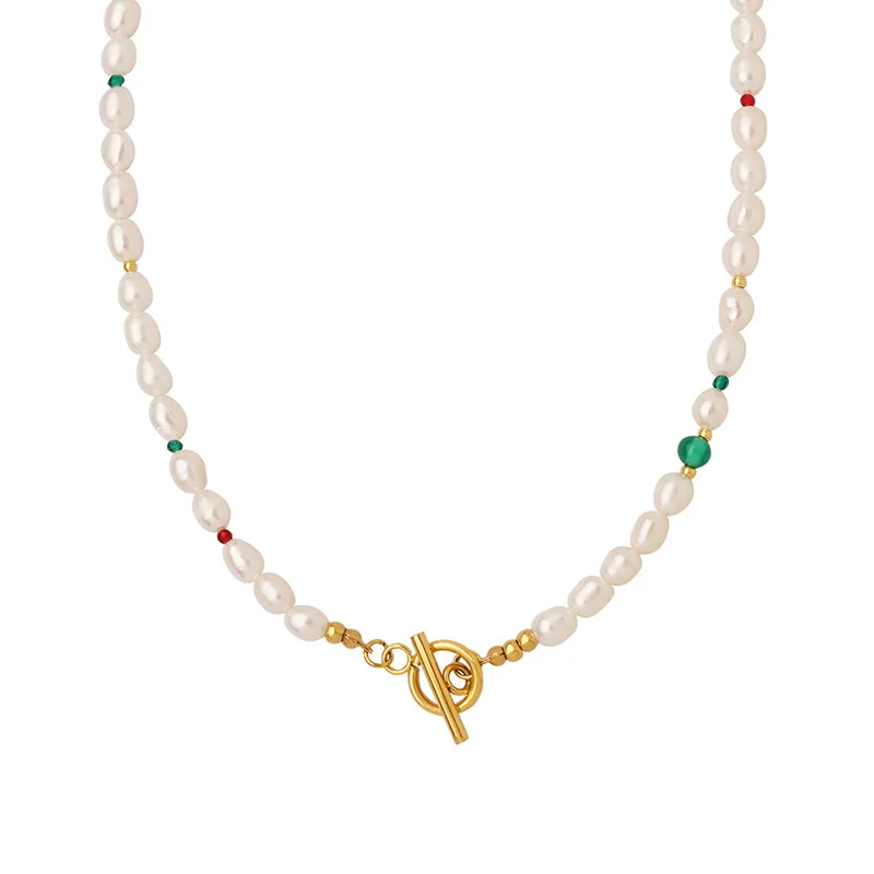 Baroque Natural Freshwater Pearl Necklace for Women Stainless Steel Pendant Green Glass Stone Beaded Chain Girl Fashion Jewelry
Baroque Natural Freshwater Pearl Necklace for Women Stainless Steel Pendant Green Glass Stone Beaded Chain Girl Fashion Jewelry
