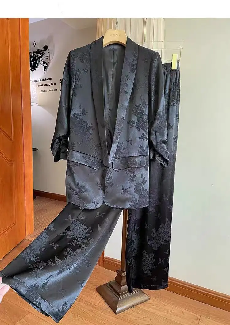 Women High Quality Stain Workwear Suits Blazer Jacket Coat Top Pant Two Piece Set Outfits Female Formal Occasion Black Clothes
Women High Quality Stain Workwear Suits Blazer Jacket Coat Top Pant Two Piece Set Outfits Female Formal Occasion Black Clothes