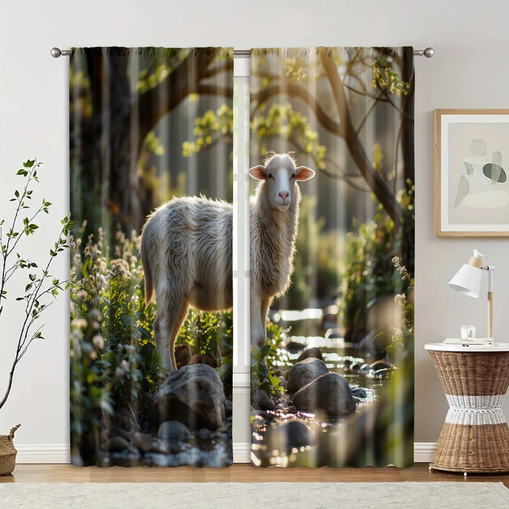 2 pcs, filtering curtains (excluding rods, non-movable, without batteries) Forest Sheep for use in bedrooms and living rooms
2 pcs, filtering curtains (excluding rods, non-movable, without batteries) Forest Sheep for use in bedrooms and living rooms