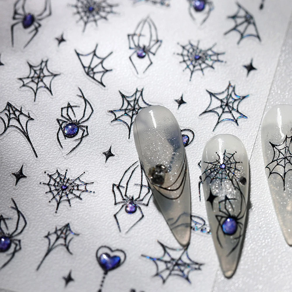 Dark Style Spider Nail Art Stickers Spider Web Cross Cobweb 5D Purple Glitter Love Heart Jelly Self Adhesive Manicure Decals
Dark Style Spider Nail Art Stickers Spider Web Cross Cobweb 5D Purple Glitter Love Heart Jelly Self Adhesive Manicure Decals