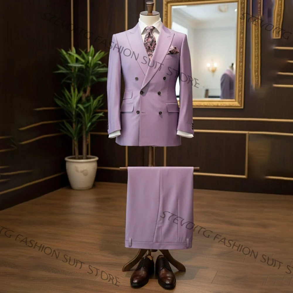 Elegant Men's Lavender Double Breasted Suit Classic 2-Piece Jacket Pants Set Formal Business Wedding Groom Prom Costume
Elegant Men's Lavender Double Breasted Suit Classic 2-Piece Jacket Pants Set Formal Business Wedding Groom Prom Costume