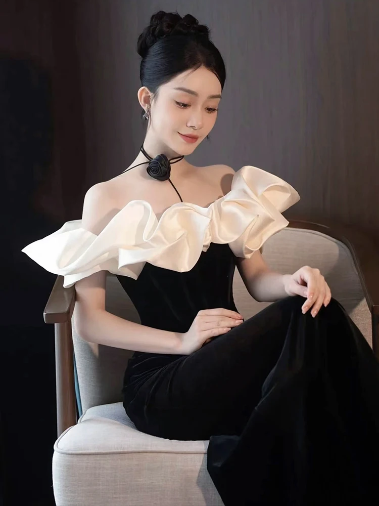 Ele Bla-oulder Fi-Tail Evening Gown Women's High-End Sensation Luxury Faionable Birthday Banquet Par Dr
Ele Bla-oulder Fi-Tail Evening Gown Women's High-End Sensation Luxury Faionable Birthday Banquet Par Dr