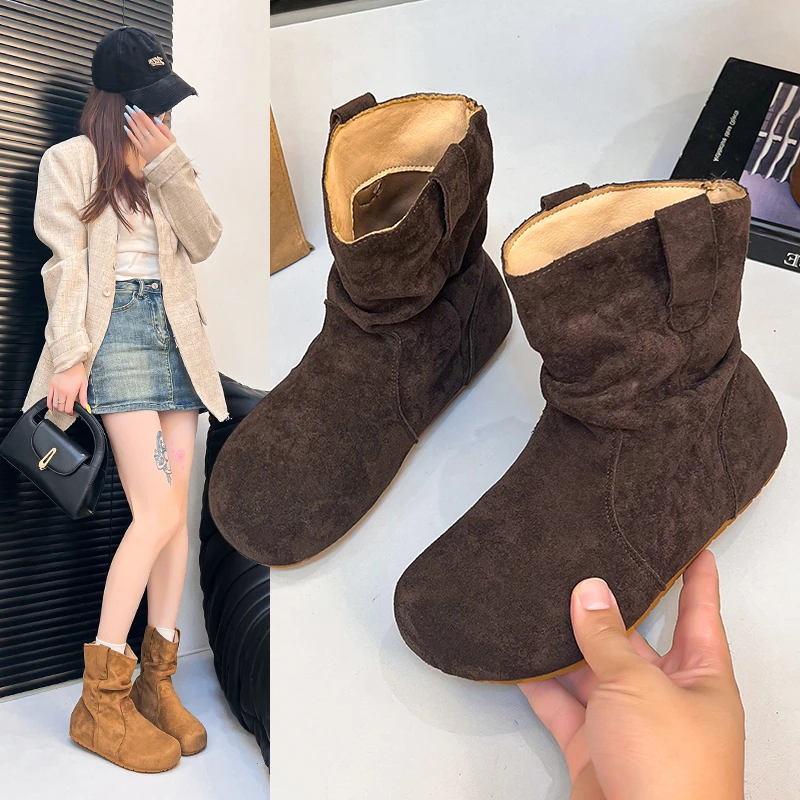 Soft-Sole Invisible Height Increasing Mid-Calf Boots for Women - Western Retro Round Toe Slip-On Slouch Boots, Slimming
Soft-Sole Invisible Height Increasing Mid-Calf Boots for Women - Western Retro Round Toe Slip-On Slouch Boots, Slimming