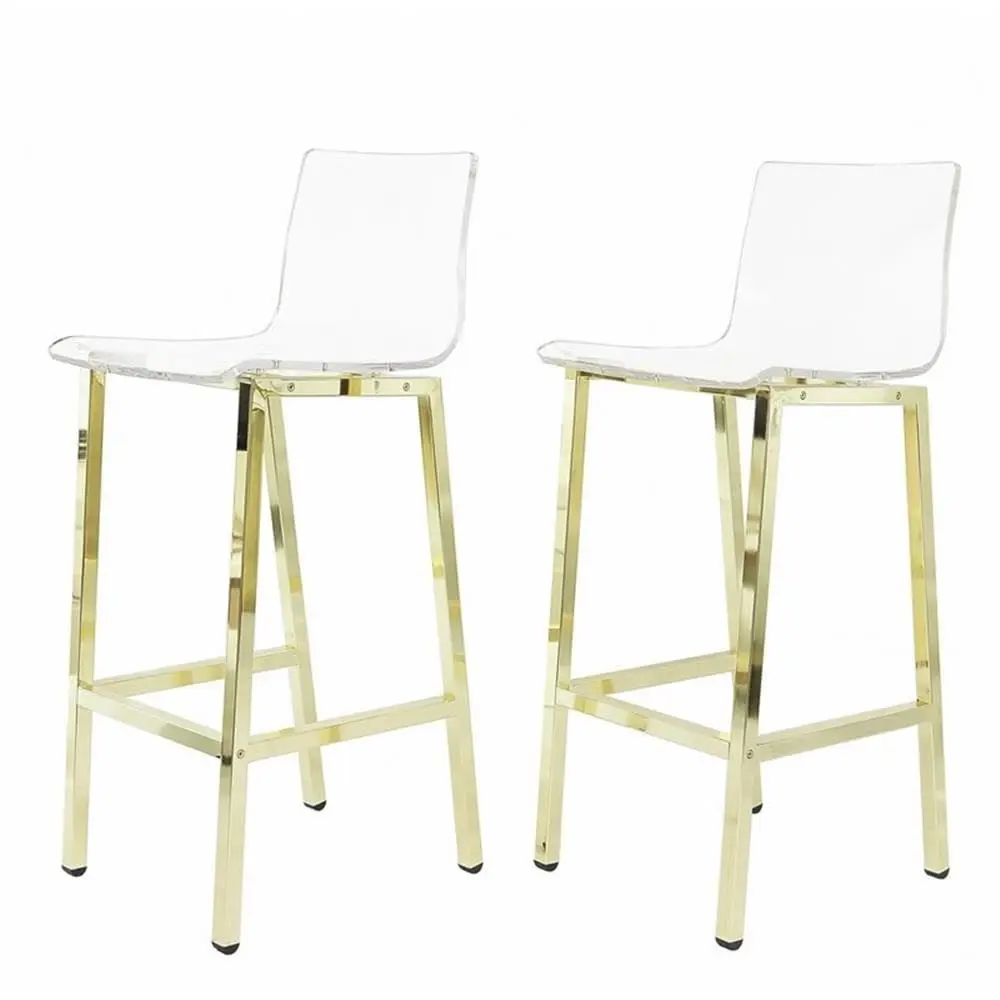 Bar Stool Chair Set of 2 in Gold Seat Height 39.75 with Square Seat, Footrest, Backrest Indoor for Dining Room Kitchen Bar Tabl
Bar Stool Chair Set of 2 in Gold Seat Height 39.75 with Square Seat, Footrest, Backrest Indoor for Dining Room Kitchen Bar Tabl