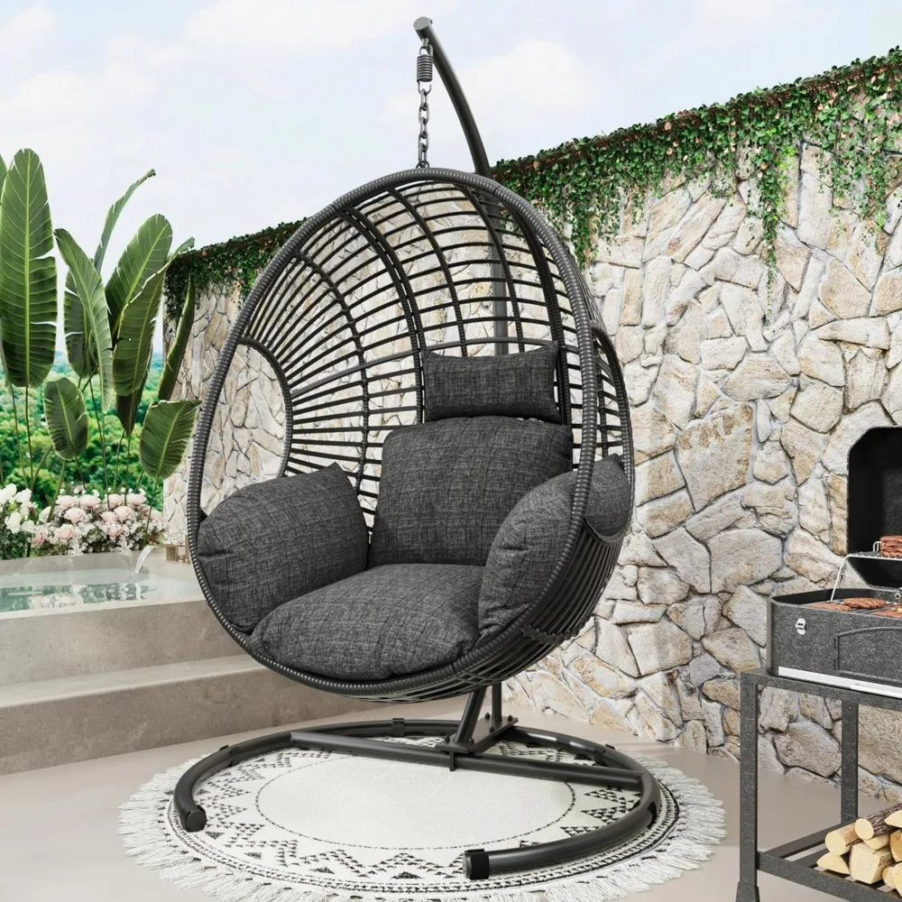Oversized Hanging Egg Chair Outdoor Wicker Swing Chair with Stand Rain Cover UV Resistant Cushion 400lbs Capacity for Patio
Oversized Hanging Egg Chair Outdoor Wicker Swing Chair with Stand Rain Cover UV Resistant Cushion 400lbs Capacity for Patio