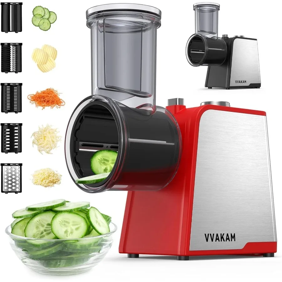 Electric Cheese Grater 300W DC Motor Rotary Cheese Grater with 5 Different Shapes of Blades Vegetable Cutter for Potato Nuts Ki
Electric Cheese Grater 300W DC Motor Rotary Cheese Grater with 5 Different Shapes of Blades Vegetable Cutter for Potato Nuts Ki