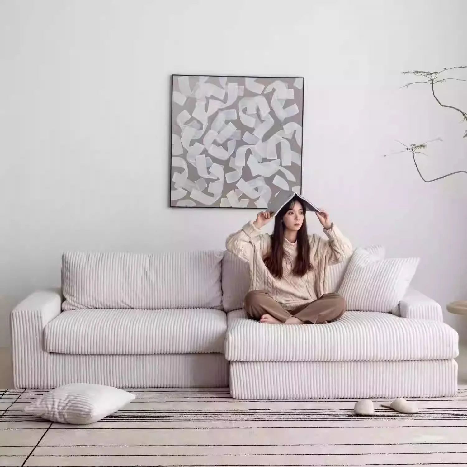 Nordic Minimalist Beige Plush Corduroy Fabric Sofa Set 2 Seater Lazy Recliner Modular Sectional Tofu Couch Living Room Furniture
Nordic Minimalist Beige Plush Corduroy Fabric Sofa Set 2 Seater Lazy Recliner Modular Sectional Tofu Couch Living Room Furniture