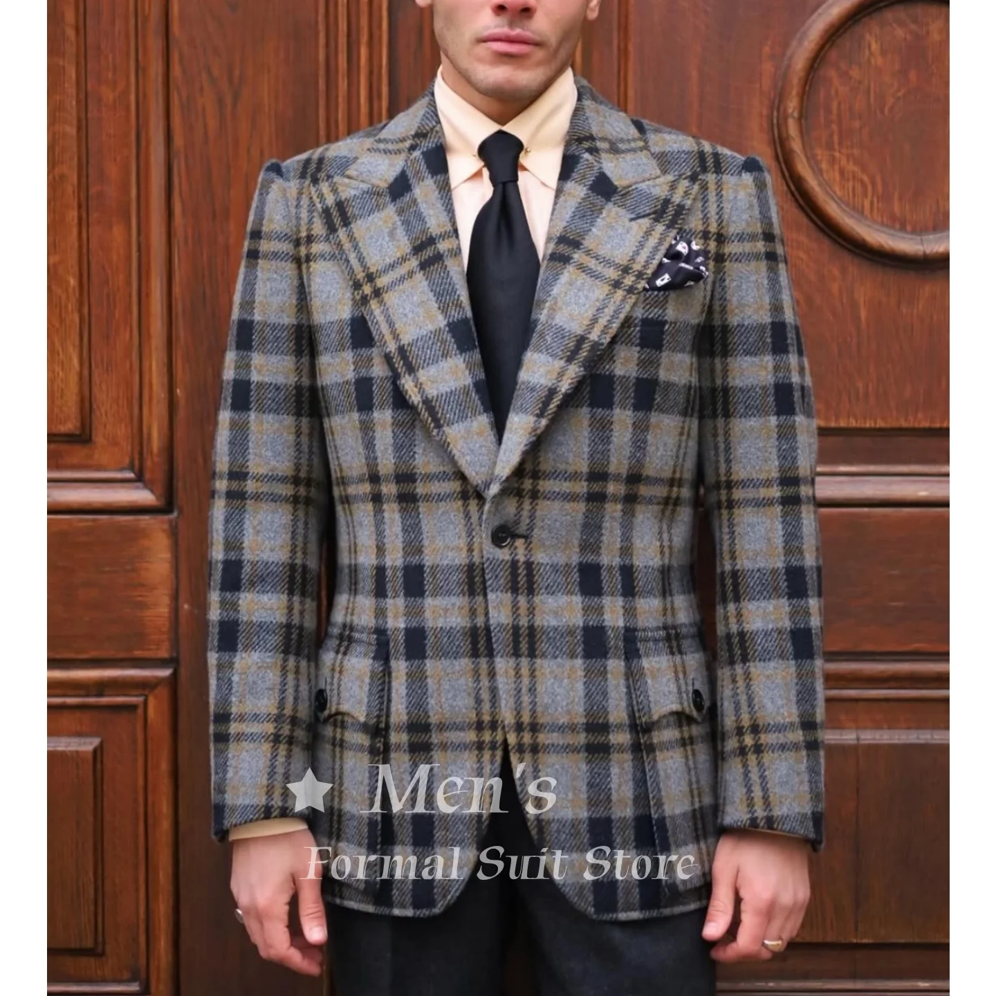 Gray Yellow Plaid Tweed Blazer Peak Lapel Single Breasted Slim Fit Formal Business Casual Jacket Wedding Prom Coat Customized
Gray Yellow Plaid Tweed Blazer Peak Lapel Single Breasted Slim Fit Formal Business Casual Jacket Wedding Prom Coat Customized