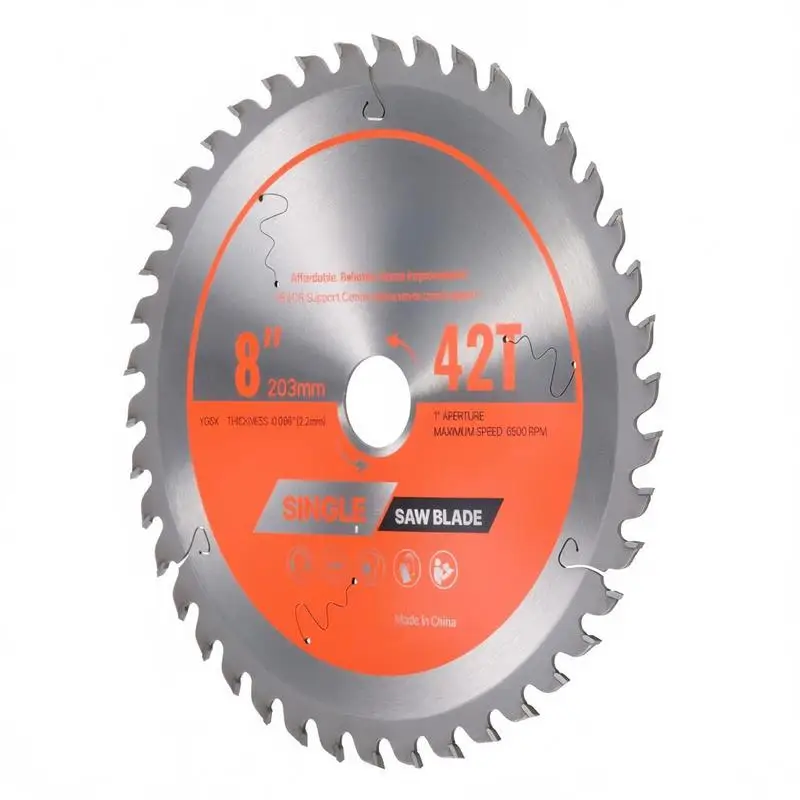 Circular Saw Blade, 8 inch Diameter, 42 Sharp Alloy Teeth, 1 inch Arbor, Fine Finish, Wood Cutting Blade for Circular Saw, with Noise-Reducing Heat Vents, for Cutting Plywood, OSB, and Hardwood
Circular Saw Blade, 8 inch Diameter, 42 Sharp Alloy Teeth, 1 inch Arbor, Fine Finish, Wood Cutting Blade for Circular Saw, with Noise-Reducing Heat Vents, for Cutting Plywood, OSB, and Hardwood